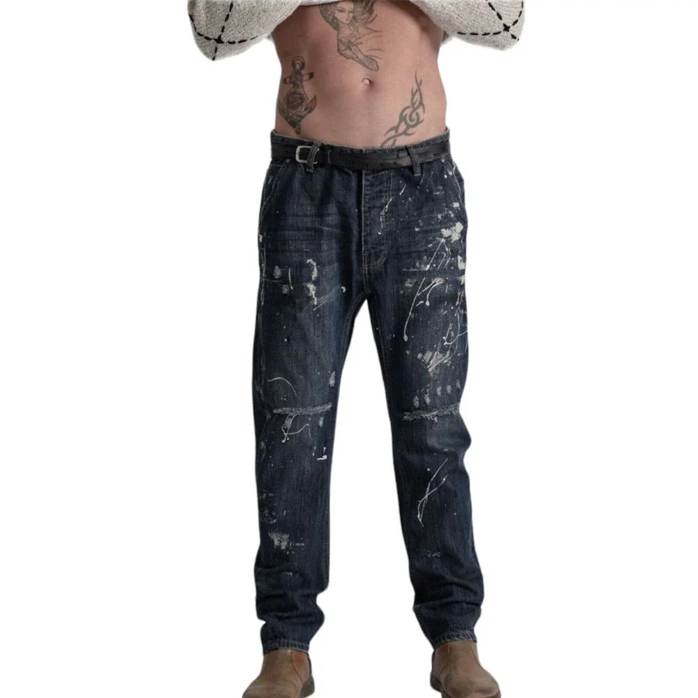 NWT One Teaspoon Mr. Golds Cowboy Paint Splatter Relaxed Fit Jeans Sz 34 X 29 - Picture 2 of 13